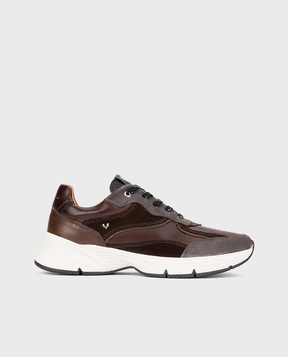 Zapatillas de hombre de piel con suela extraligera en color - Martinelli - Marrón oscuro Marrón oscuro-1
