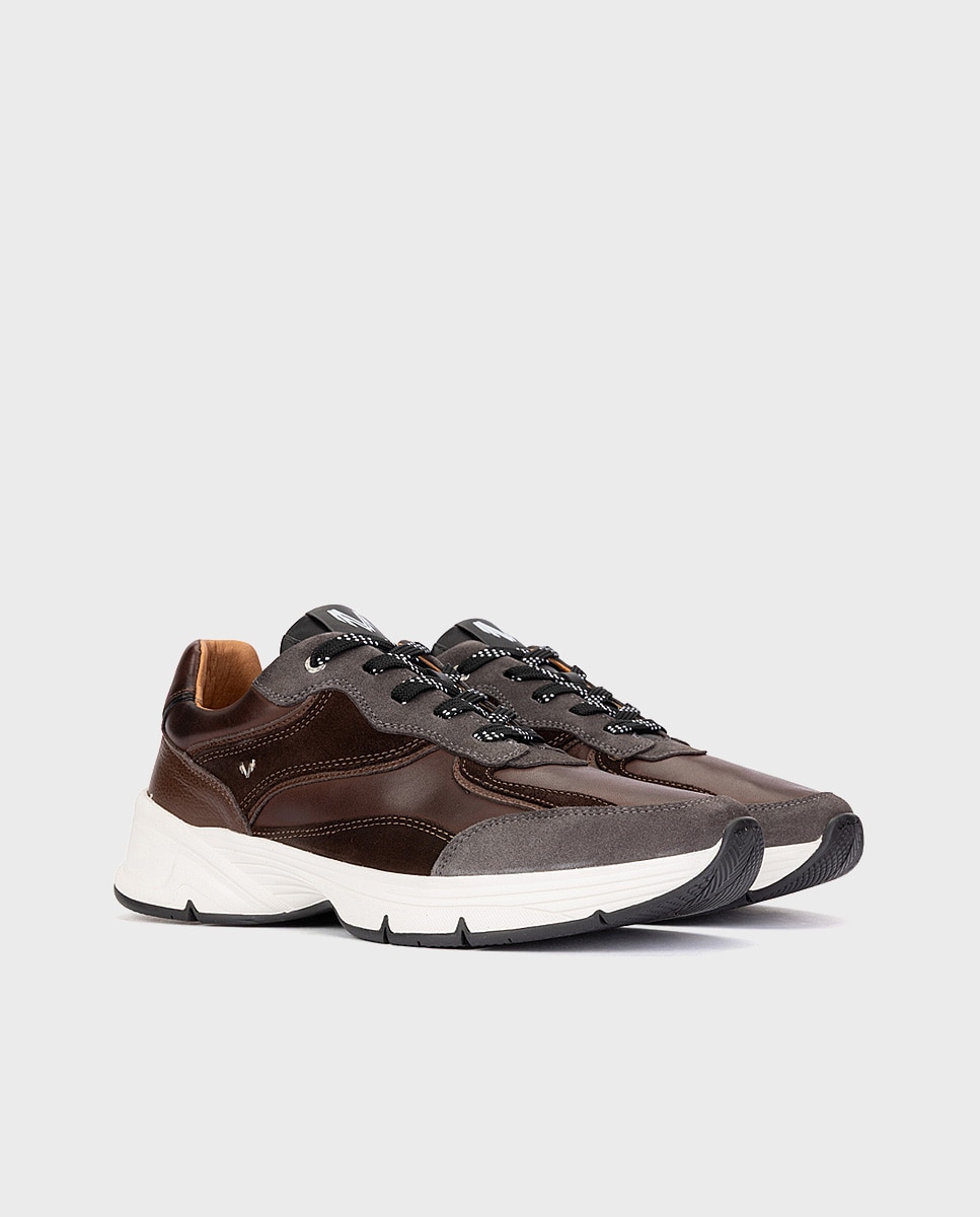 Zapatillas de hombre de piel con suela extraligera en color - Martinelli - Marrón oscuro Marrón oscuro-3