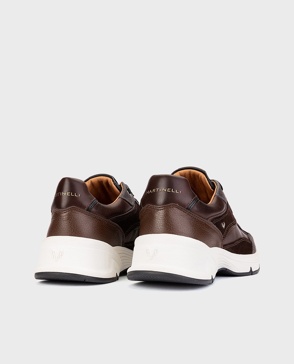 Zapatillas de hombre de piel con suela extraligera en color - Martinelli - Marrón oscuro Marrón oscuro-2