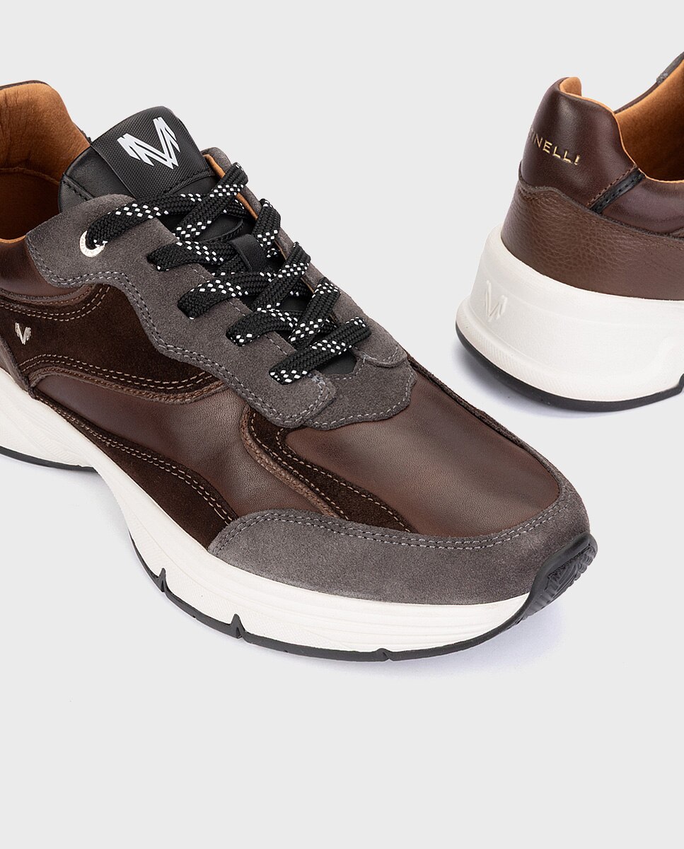 Zapatillas de hombre de piel con suela extraligera en color - Martinelli - Marrón oscuro Marrón oscuro-4
