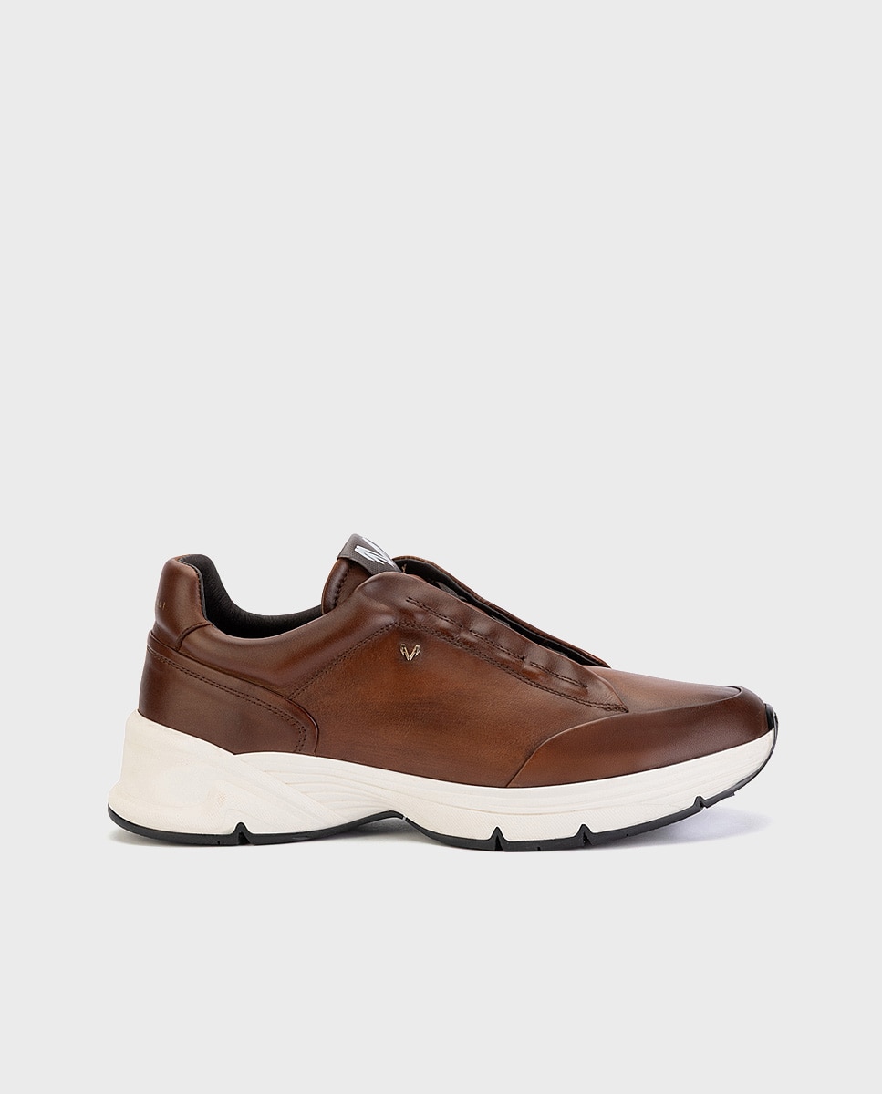 Zapatillas de hombre de piel con suela extraligera en color - Martinelli - Marrón oscuro Marrón oscuro-1