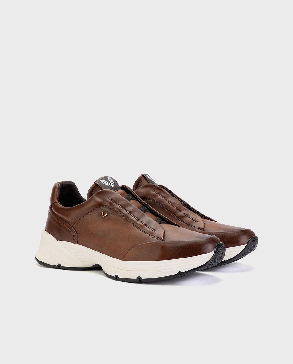 Zapatillas de hombre de piel con suela extraligera en color - Martinelli - Marrón oscuro Marrón oscuro-3