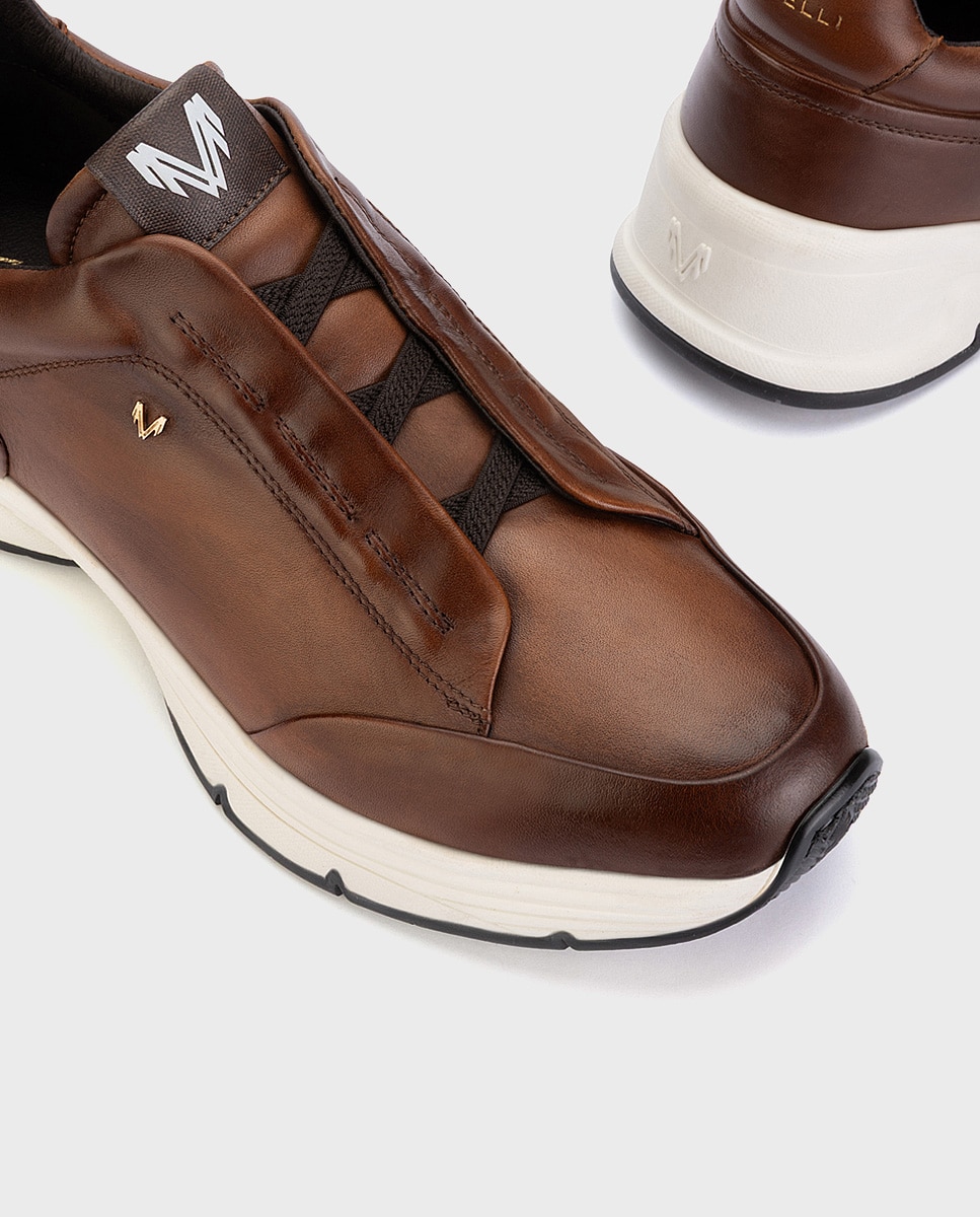 Zapatillas de hombre de piel con suela extraligera en color - Martinelli - Marrón oscuro Marrón oscuro-4
