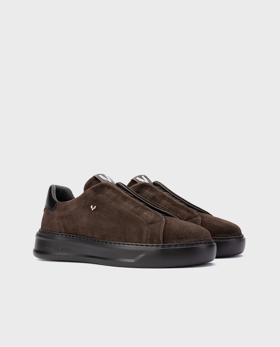 Zapatillas de hombre de piel con suela extraligera en color - Martinelli - Marrón oscuro Marrón oscuro-3
