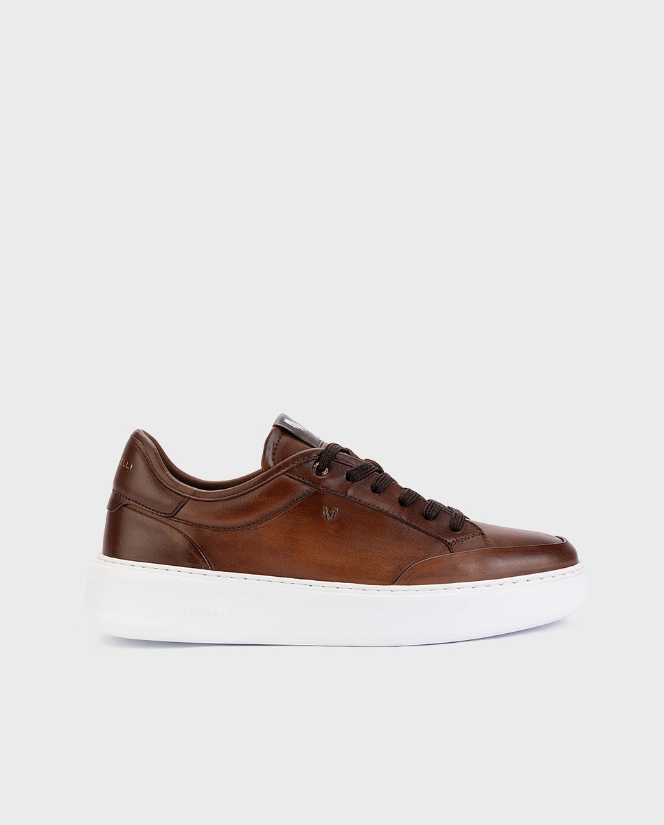 Zapatillas de hombre de piel con suela extraligera en color - Martinelli - Marrón oscuro Marrón oscuro-1