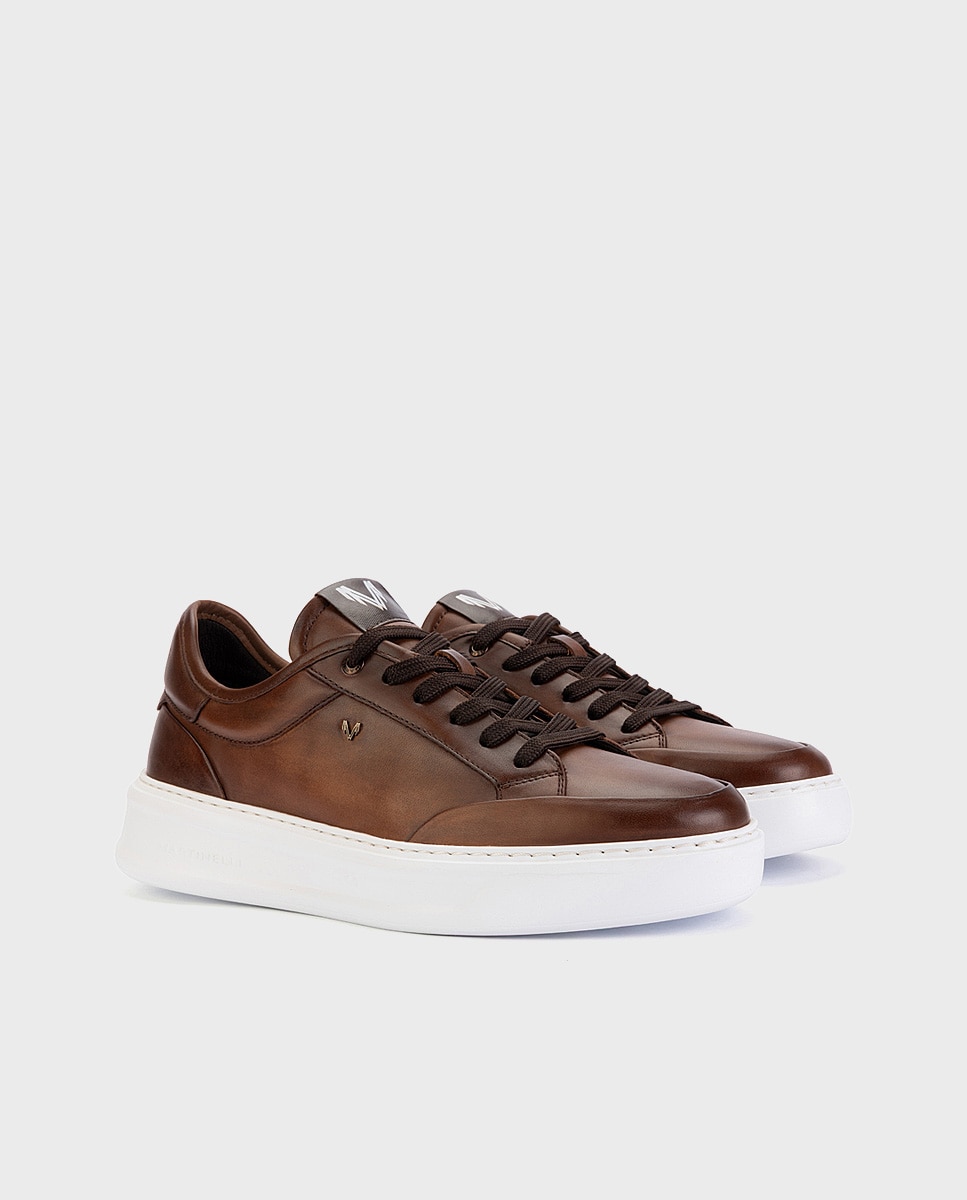 Zapatillas de hombre de piel con suela extraligera en color - Martinelli - Marrón oscuro Marrón oscuro-3