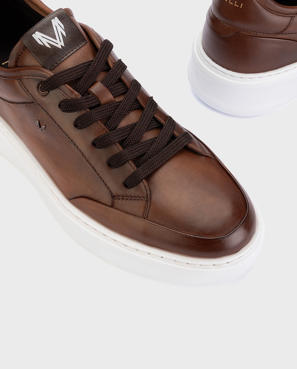 Zapatillas de hombre de piel con suela extraligera en color - Martinelli - Marrón oscuro Marrón oscuro-4