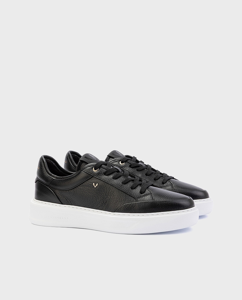 Zapatillas de hombre de piel con cordones - Martinelli - Negro Negro-3