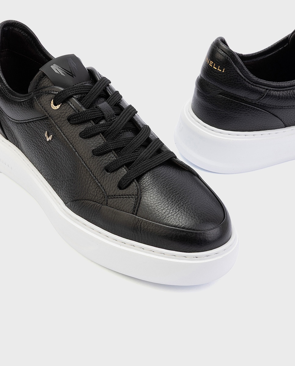 Zapatillas de hombre de piel con cordones - Martinelli - Negro Negro-4