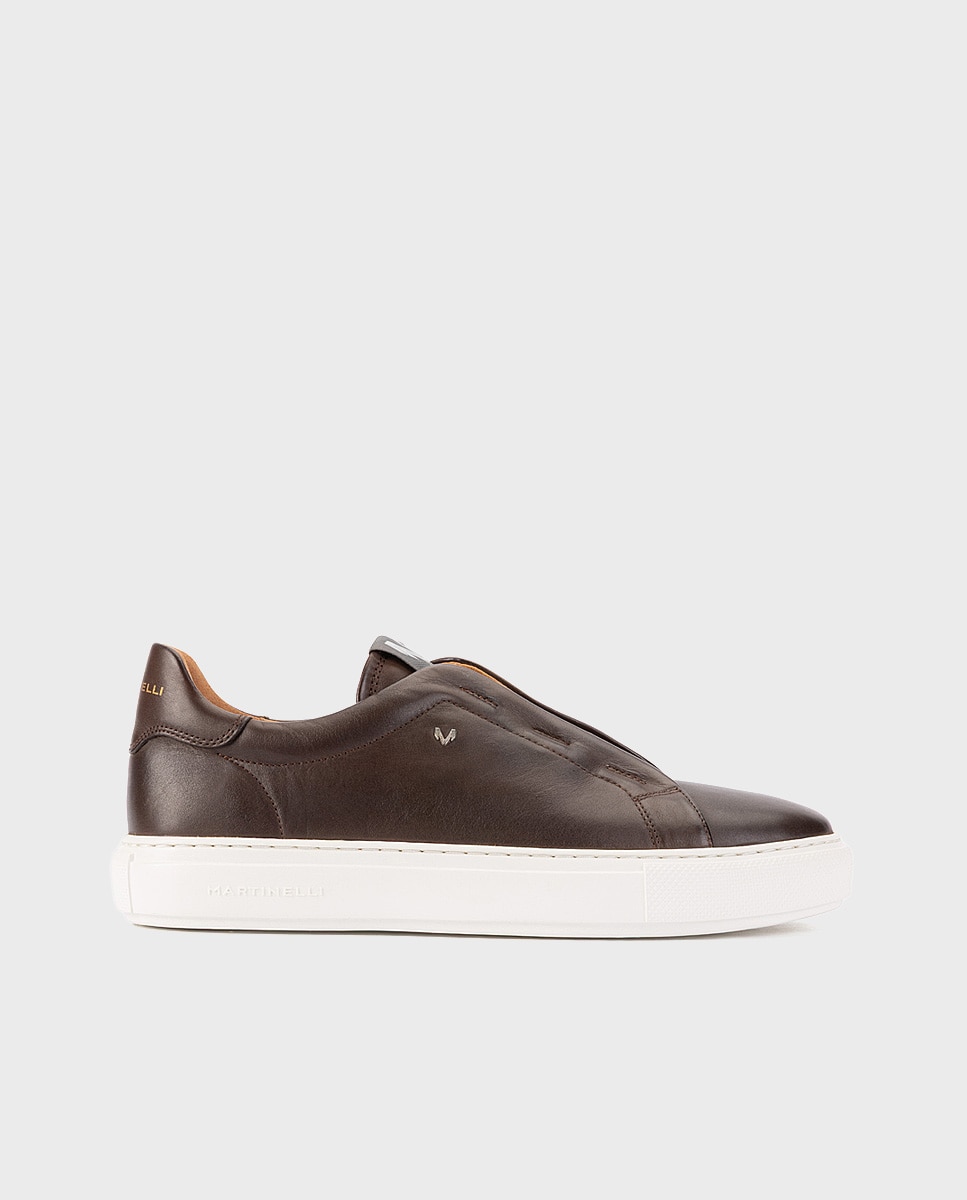 Zapatillas de hombre de piel con suela extraligera - Martinelli - Marrón oscuro Marrón oscuro-1