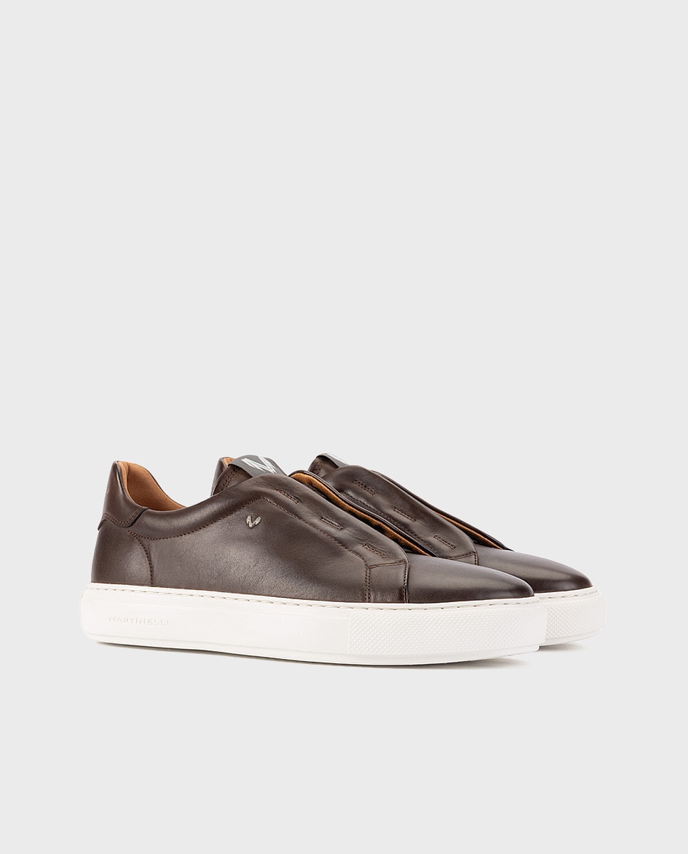 Zapatillas de hombre de piel con suela extraligera - Martinelli - Marrón oscuro Marrón oscuro-3