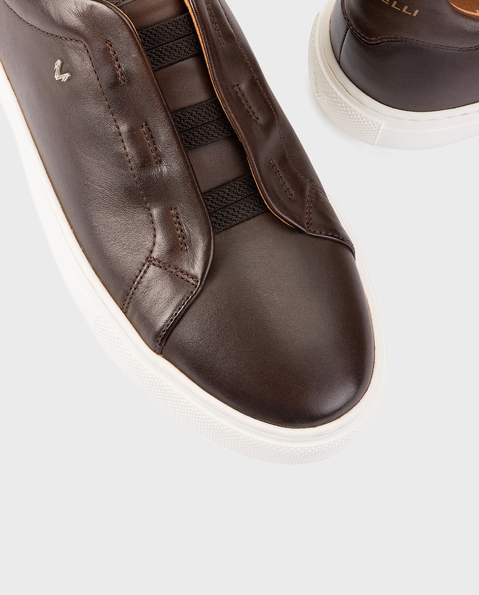 Zapatillas de hombre de piel con suela extraligera - Martinelli - Marrón oscuro Marrón oscuro-4