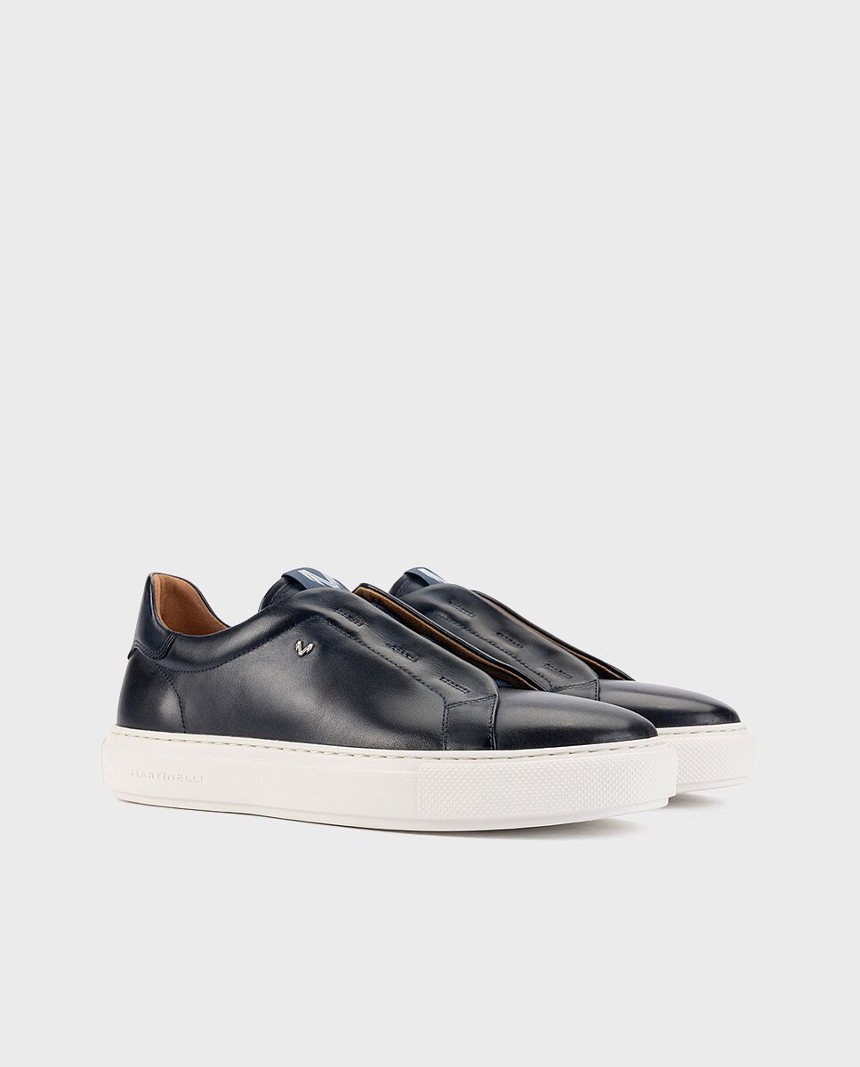 Zapatillas de hombre de piel con suela extraligera - Martinelli - Azul Azul-3