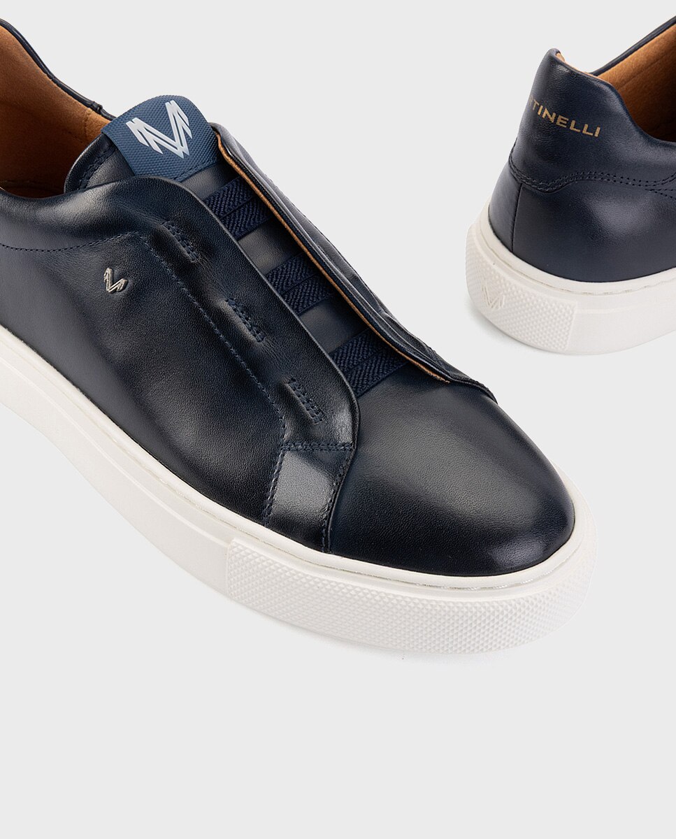 Zapatillas de hombre de piel con suela extraligera - Martinelli - Azul Azul-4