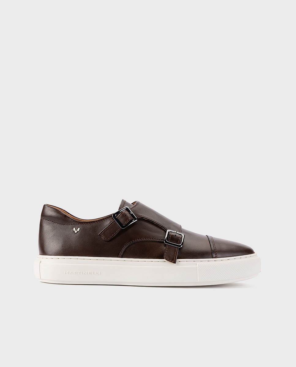 Imagen 0 de Zapatillas de hombre de piel con suela extraligera Marrón oscuro