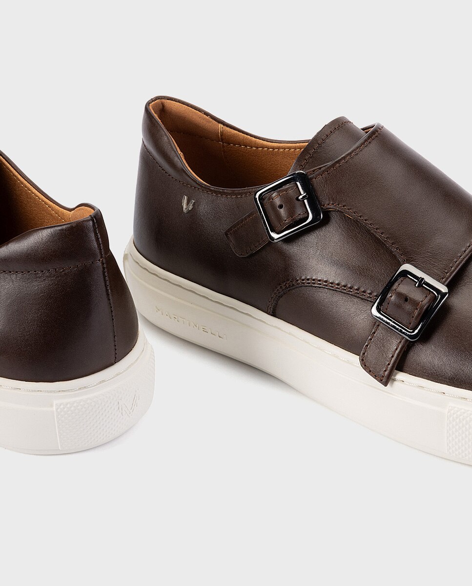 Zapatillas de hombre de piel con suela extraligera - Martinelli - Marrón oscuro Marrón oscuro-4