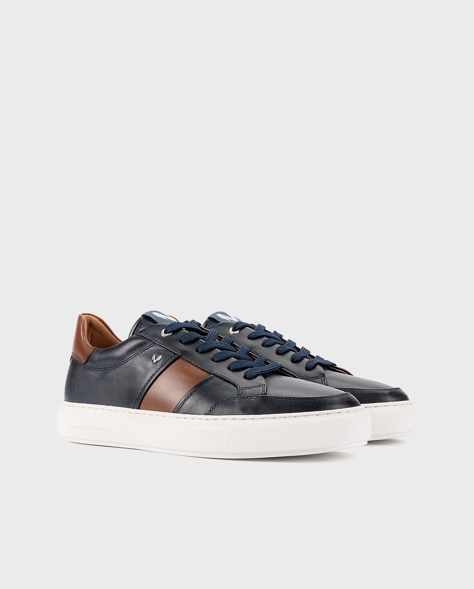 Imagen 3 de Zapatillas de hombre de piel con suela extraligera - Martinelli - Azul Azul