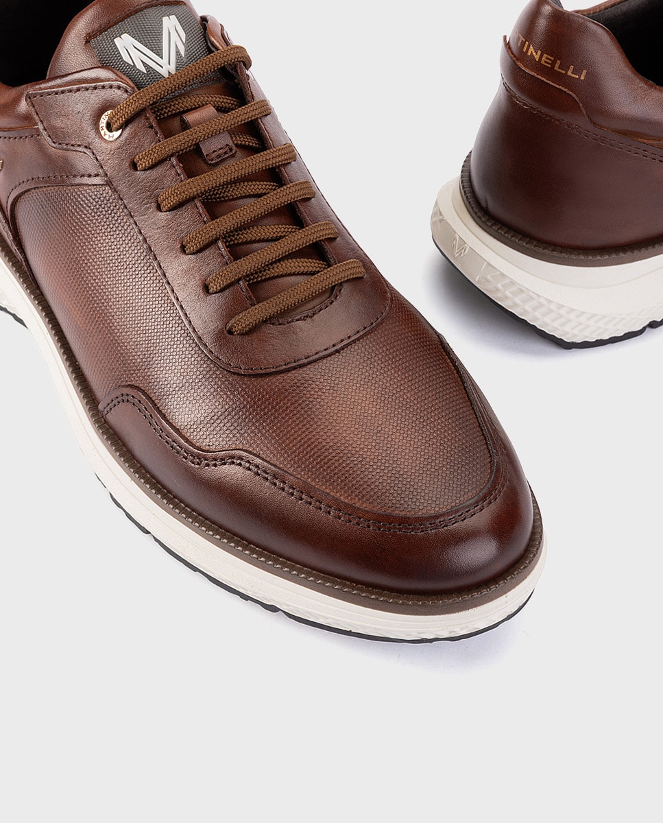 Imagen 4 de Zapatillas de hombre de piel con suela extraligera - Martinelli - Marrón oscuro Marrón oscuro