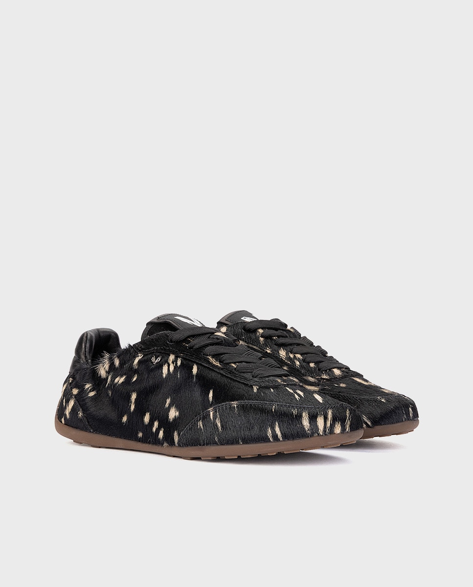 Zapatillas de mujer de piel con cordones en color - Martinelli - Negro Negro-3