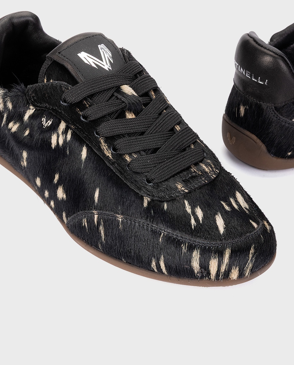 Zapatillas de mujer de piel con cordones en color - Martinelli - Negro Negro-4