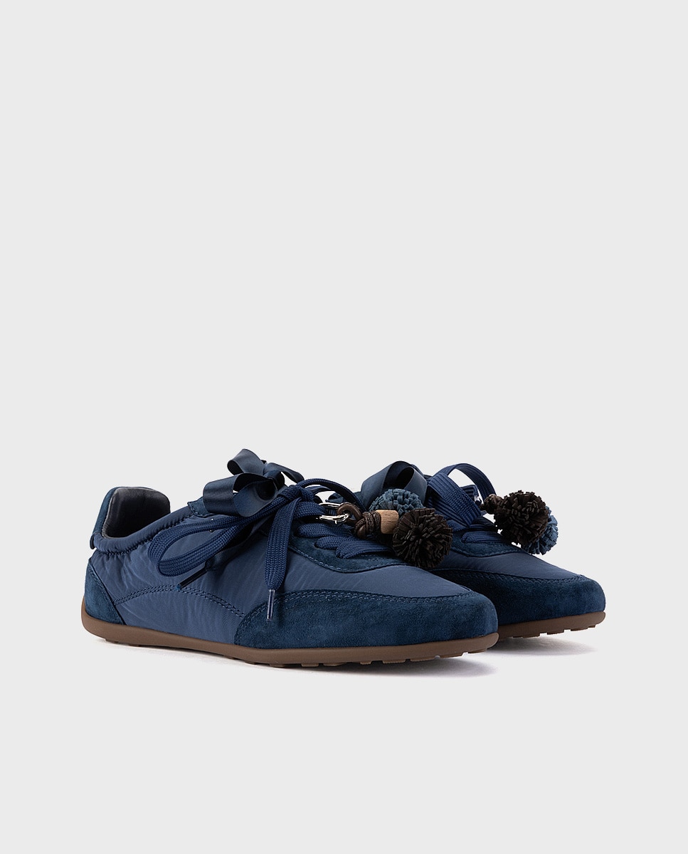 Zapatillas de mujer de piel con cordones - Martinelli - Azul Azul-3