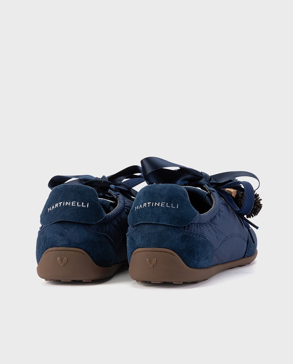 Zapatillas de mujer de piel con cordones - Martinelli - Azul Azul-2