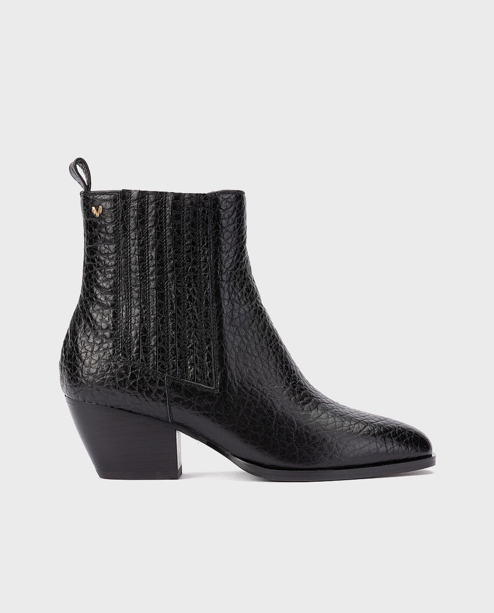 Botines de tacón de mujer de piel con elástico en color - Martinelli - Negro Negro-1