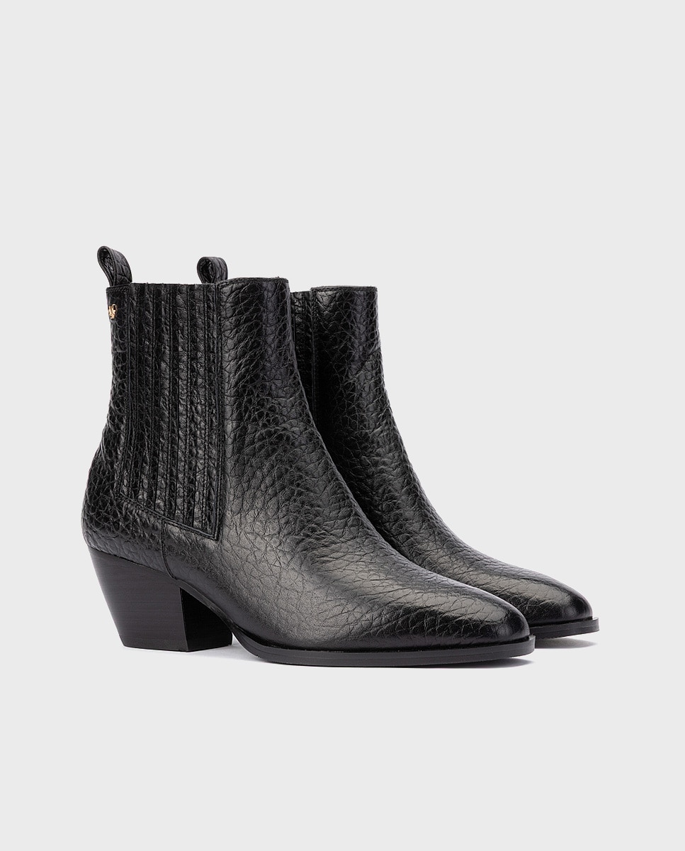 Botines de tacón de mujer de piel con elástico en color - Martinelli - Negro Negro-3