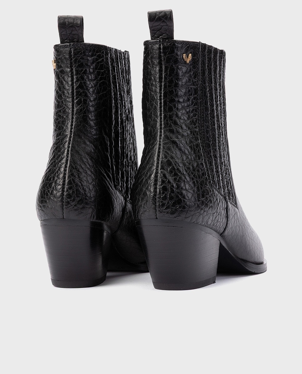 Botines de tacón de mujer de piel con elástico en color - Martinelli - Negro Negro-2