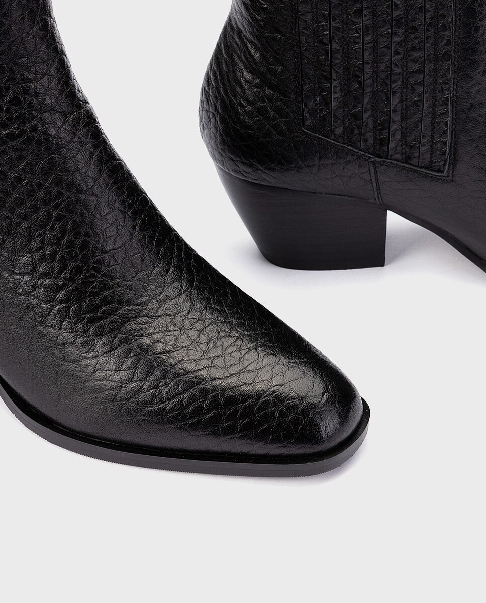 Botines de tacón de mujer de piel con elástico en color - Martinelli - Negro Negro-4