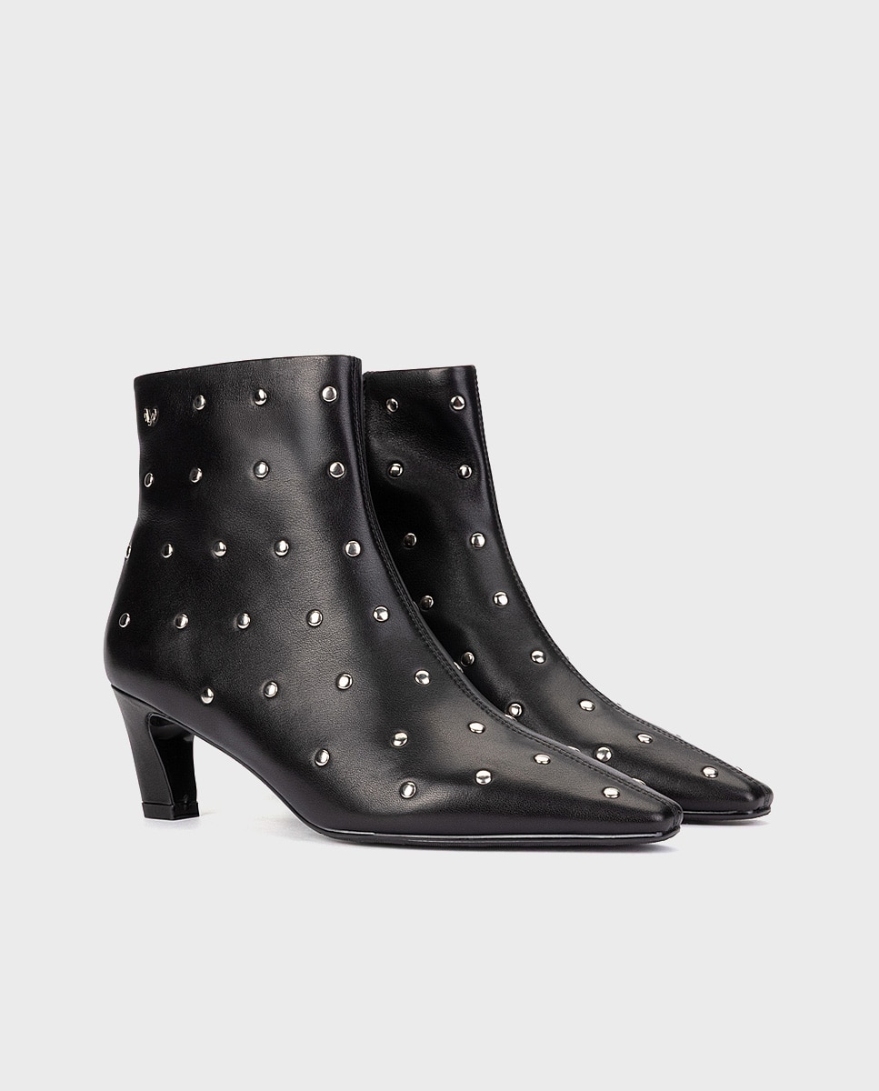 Botines de pielcon tachas para mujer - Martinelli - Negro Negro-3