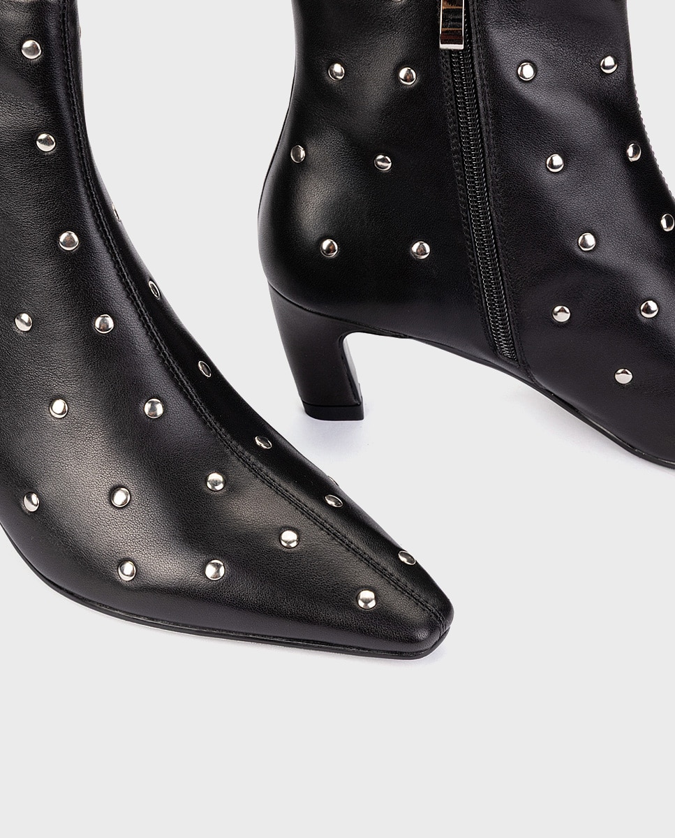 Botines de pielcon tachas para mujer - Martinelli - Negro Negro-4