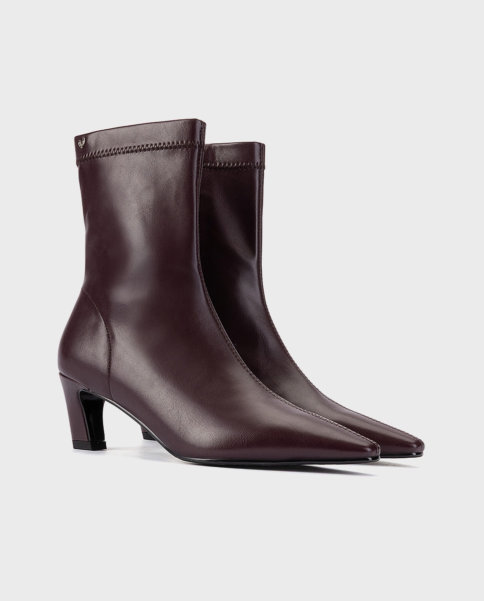 Imagen 3 de Botines de tacón de mujer de piel con plantilla acolchada - Martinelli - Granate Granate