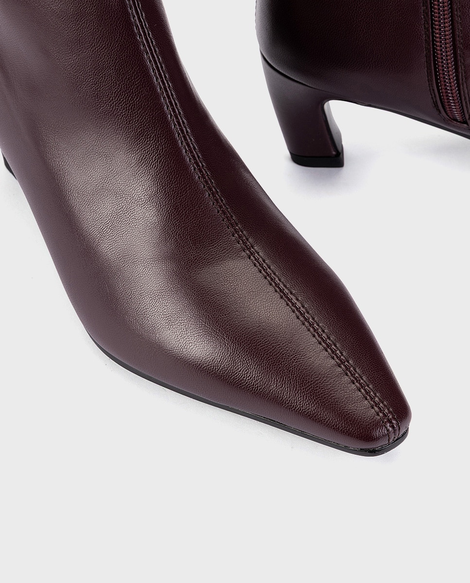 Imagen 4 de Botines de tacón de mujer de piel con plantilla acolchada - Martinelli - Granate Granate