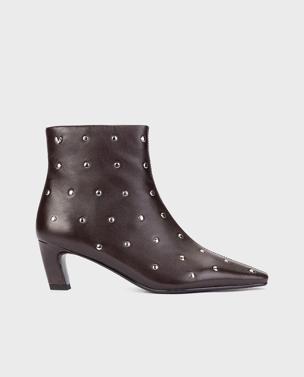 Botines de pielcon tachas para mujer - Martinelli - Granate Granate-1