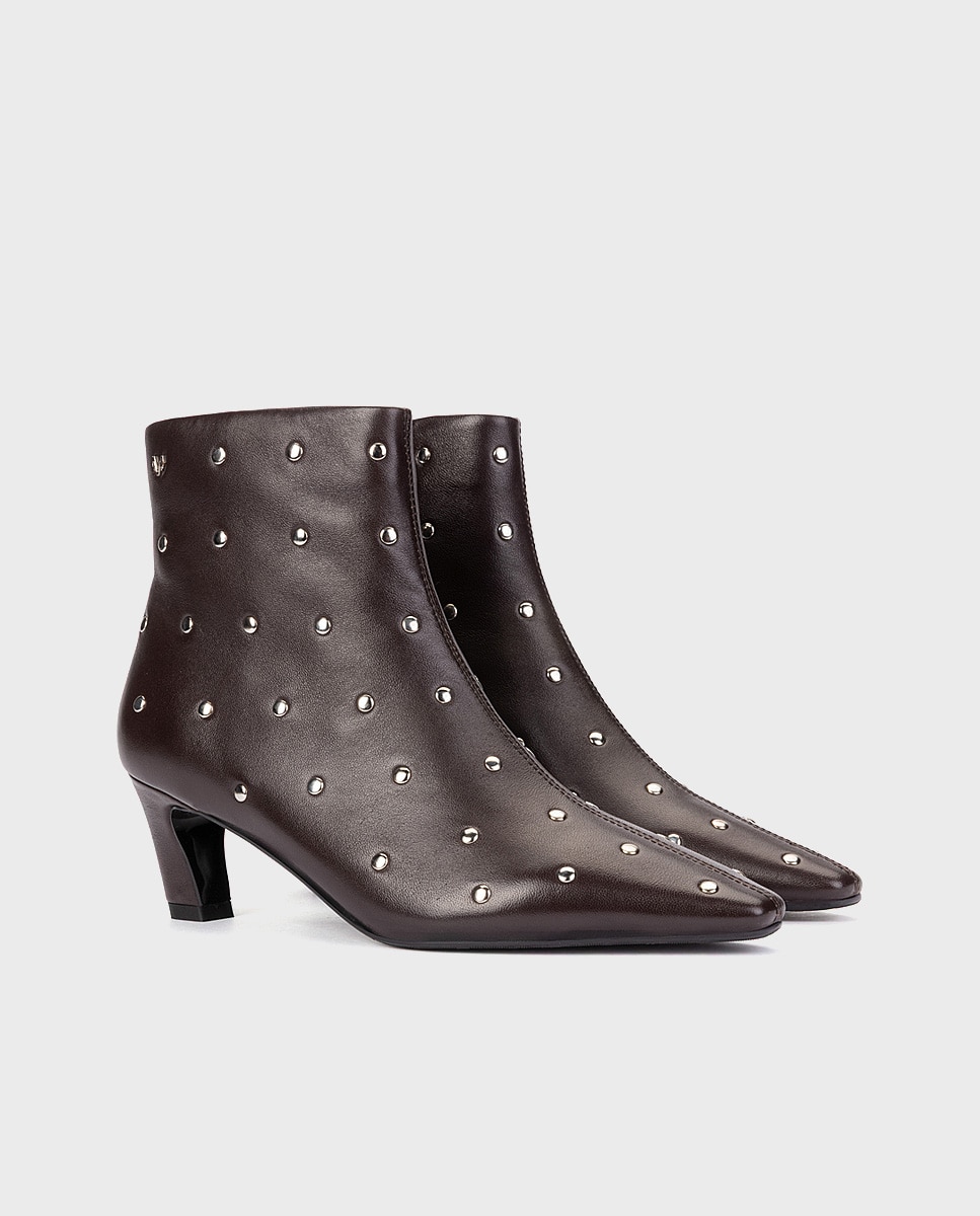 Botines de pielcon tachas para mujer - Martinelli - Granate Granate-3