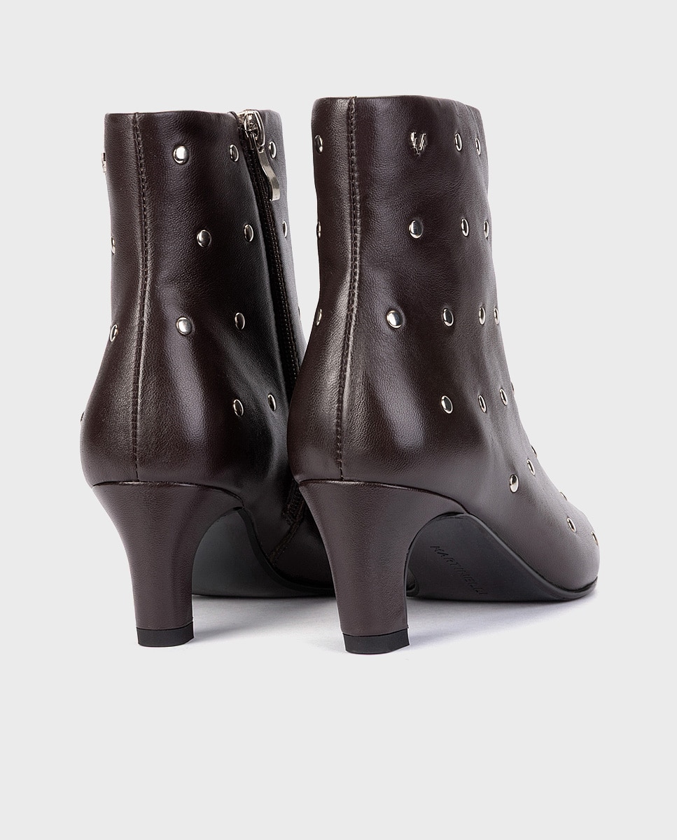Botines de pielcon tachas para mujer - Martinelli - Granate Granate-2