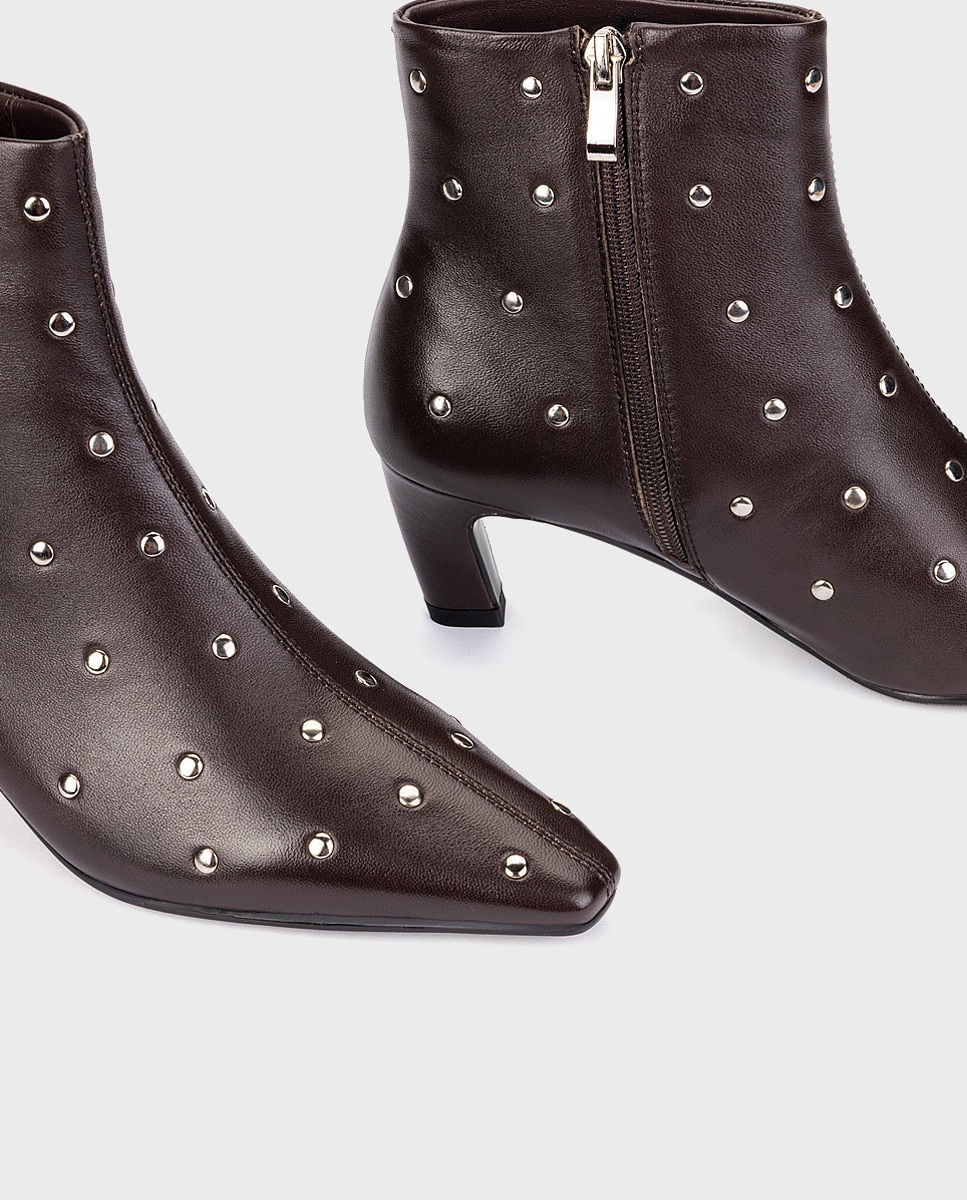 Botines de pielcon tachas para mujer - Martinelli - Granate Granate-4