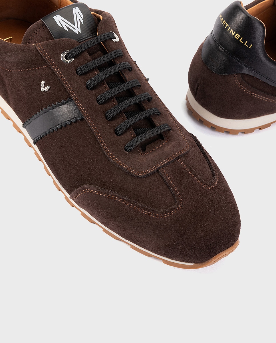 Zapatillas de hombre de piel con cordones - Martinelli - Marrón oscuro Marrón oscuro-4