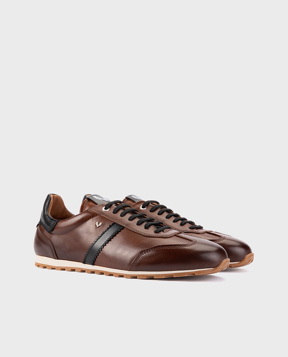 Zapatillas de hombre de piel con cordones en color - Martinelli - Marrón Marrón-3