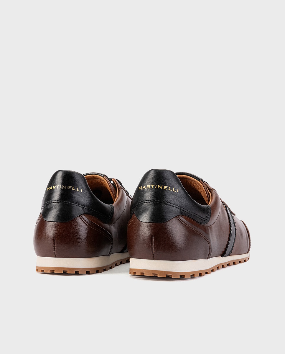 Zapatillas de hombre de piel con cordones en color - Martinelli - Marrón Marrón-2