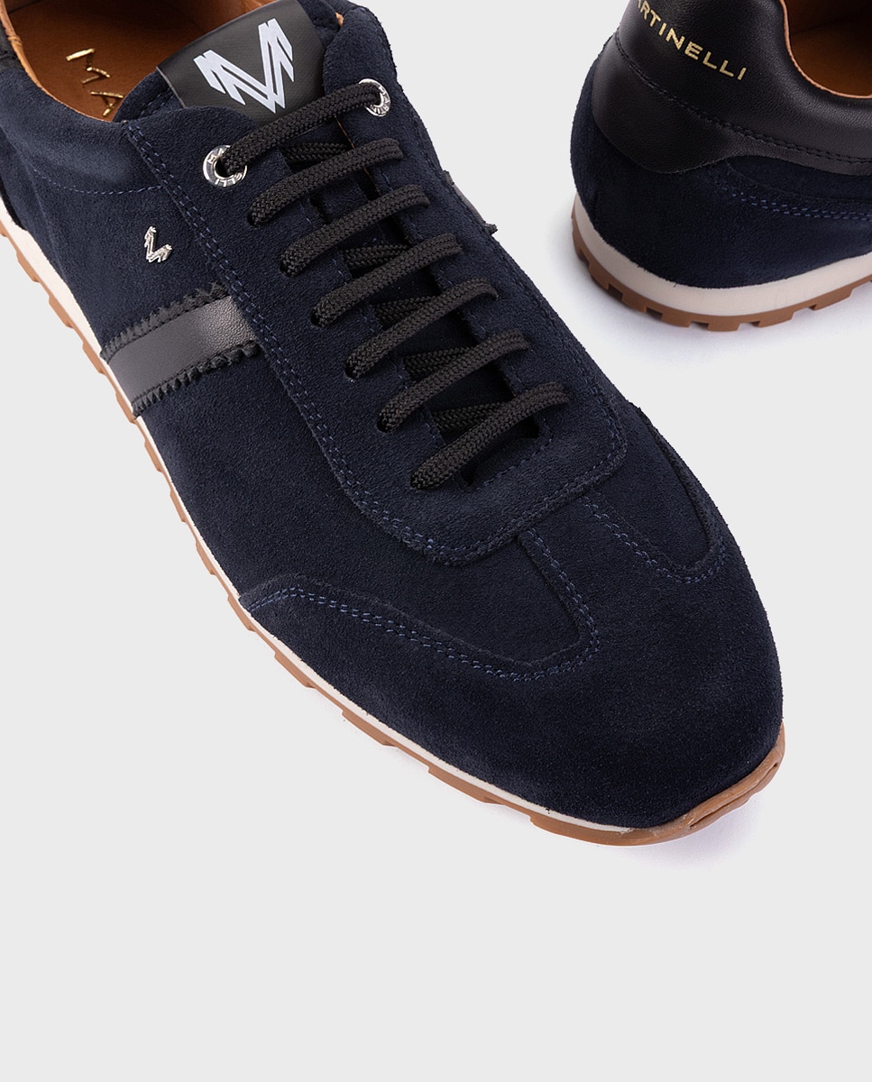 Zapatillas de hombre de piel con cordones - Martinelli - Azul Azul-4