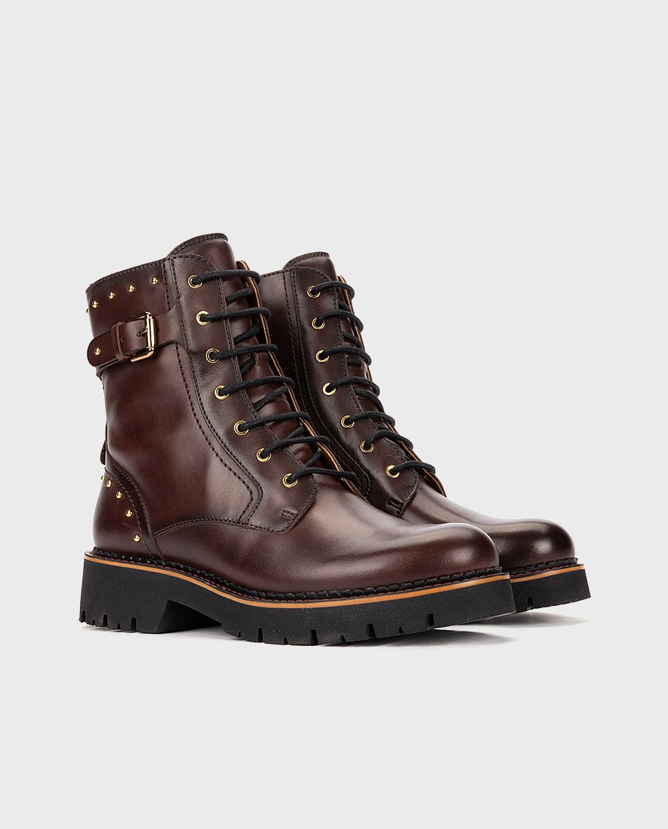Botines planos de mujer de piel con suela extraligera - Pikolinos - Marrón oscuro Marrón oscuro-3