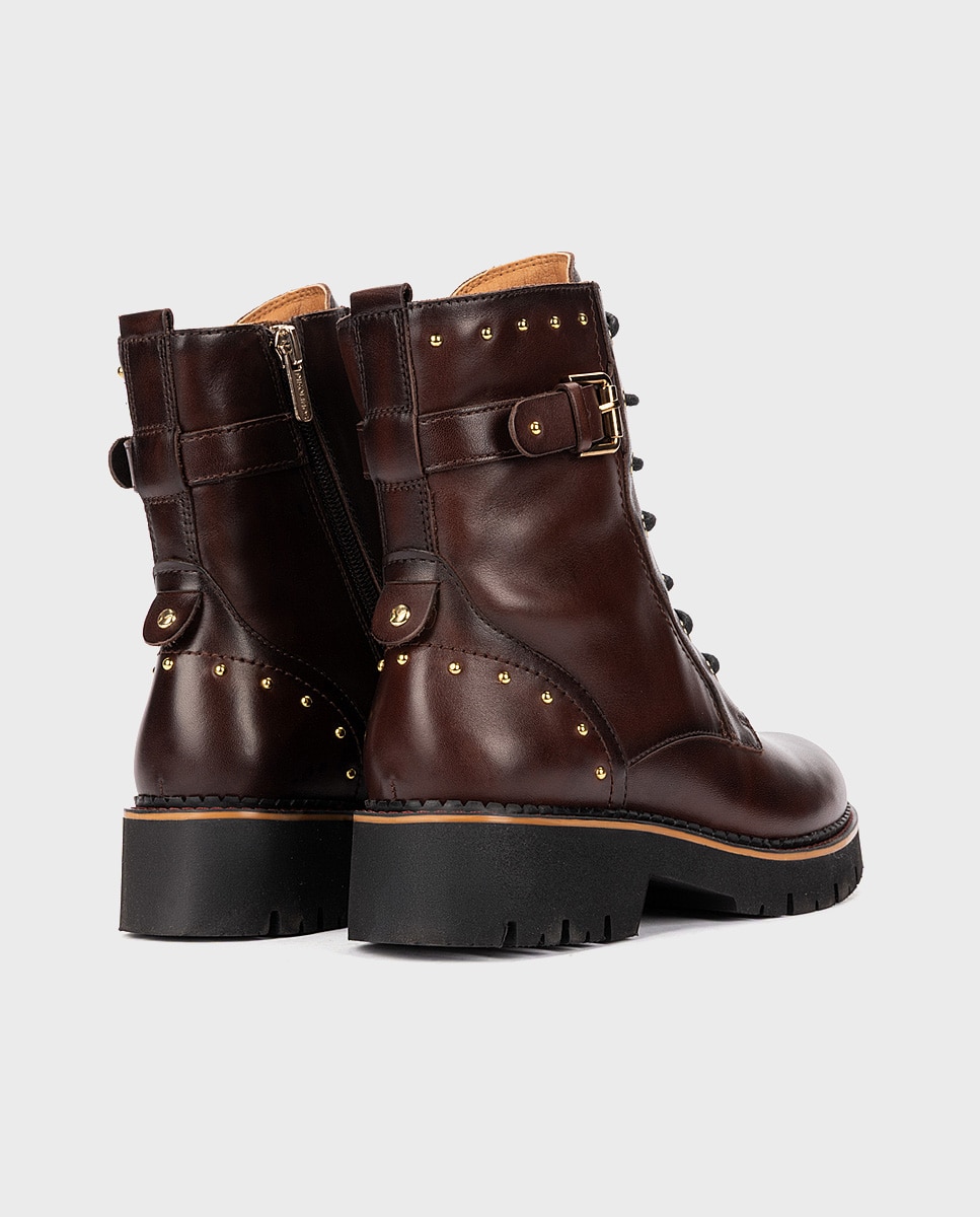 Botines planos de mujer de piel con suela extraligera - Pikolinos - Marrón oscuro Marrón oscuro-2
