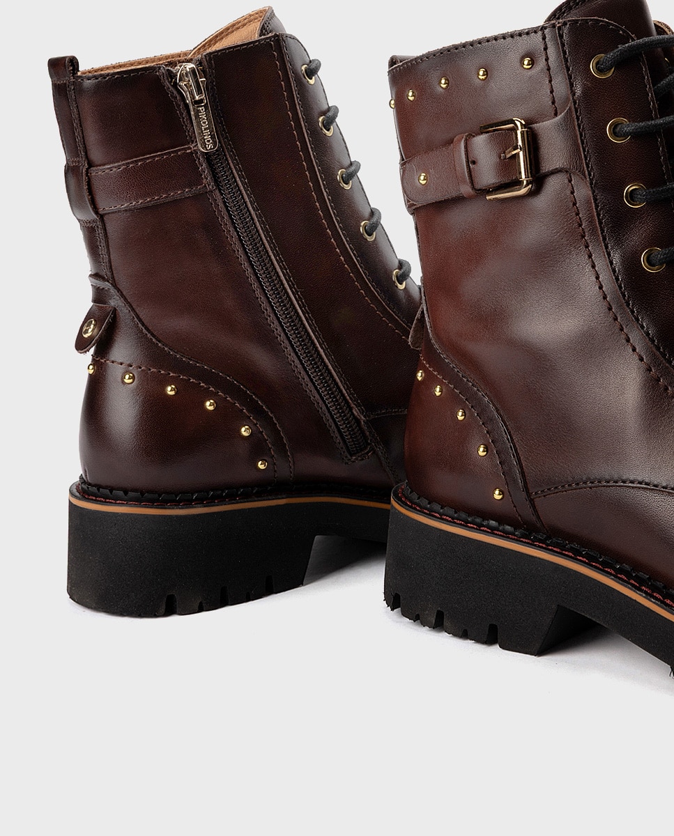 Botines planos de mujer de piel con suela extraligera - Pikolinos - Marrón oscuro Marrón oscuro-4