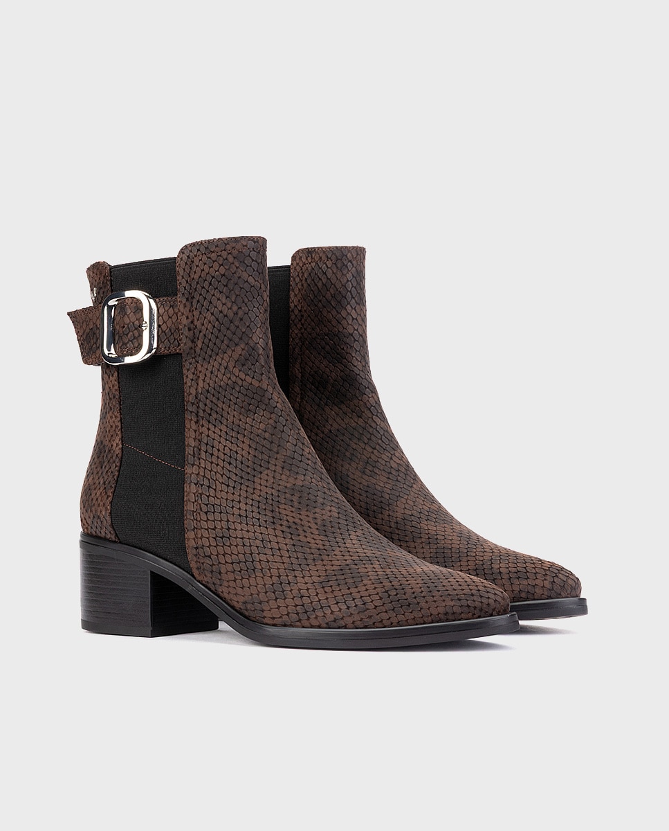 Imagen 3 de Botines de tacón de mujer de piel con elástico en color - Martinelli - Marrón oscuro Marrón oscuro