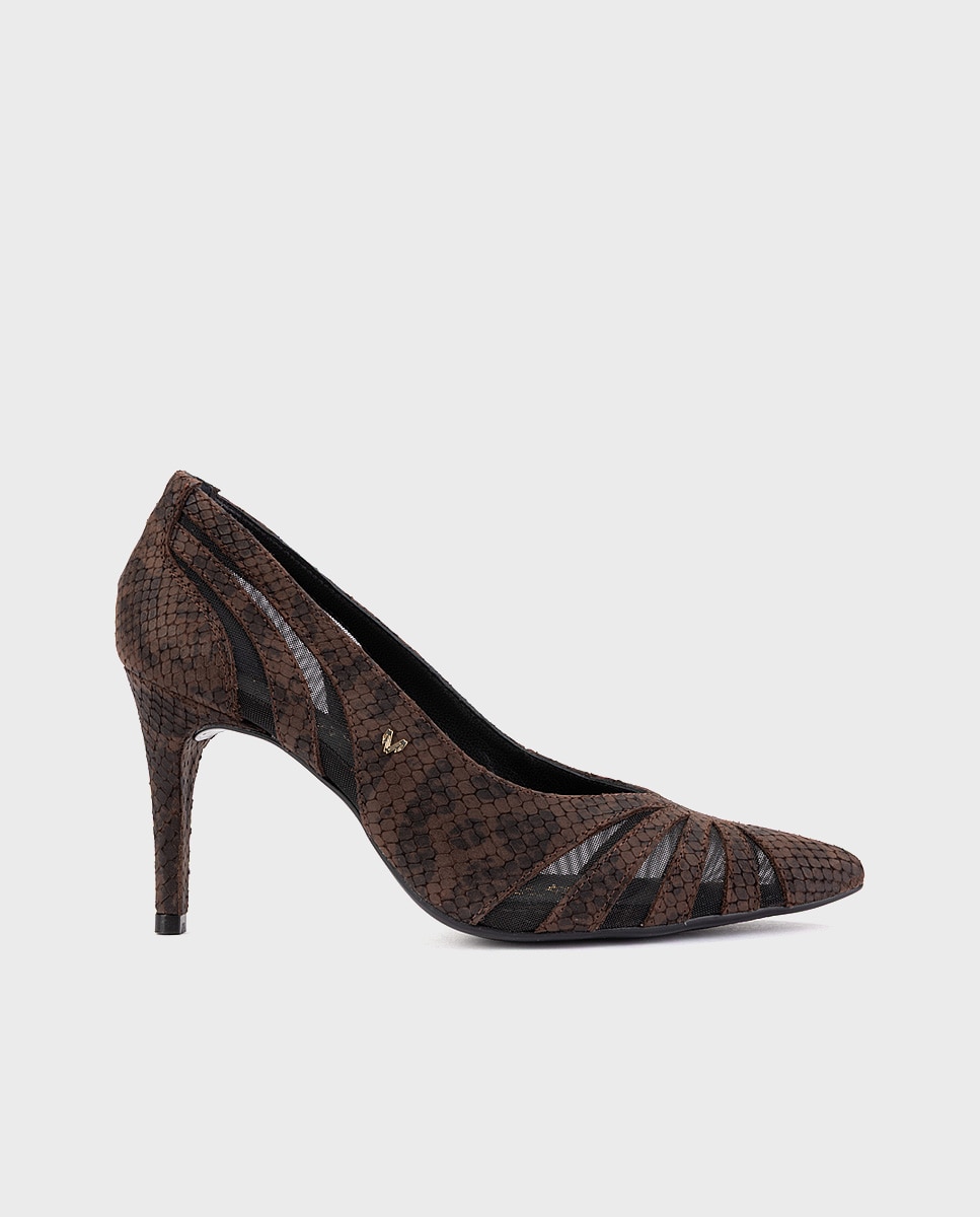 Imagen 1 de Zapatos de tacón de mujer de piel con plantilla acolchada en color marrón oscuro Marrón oscuro