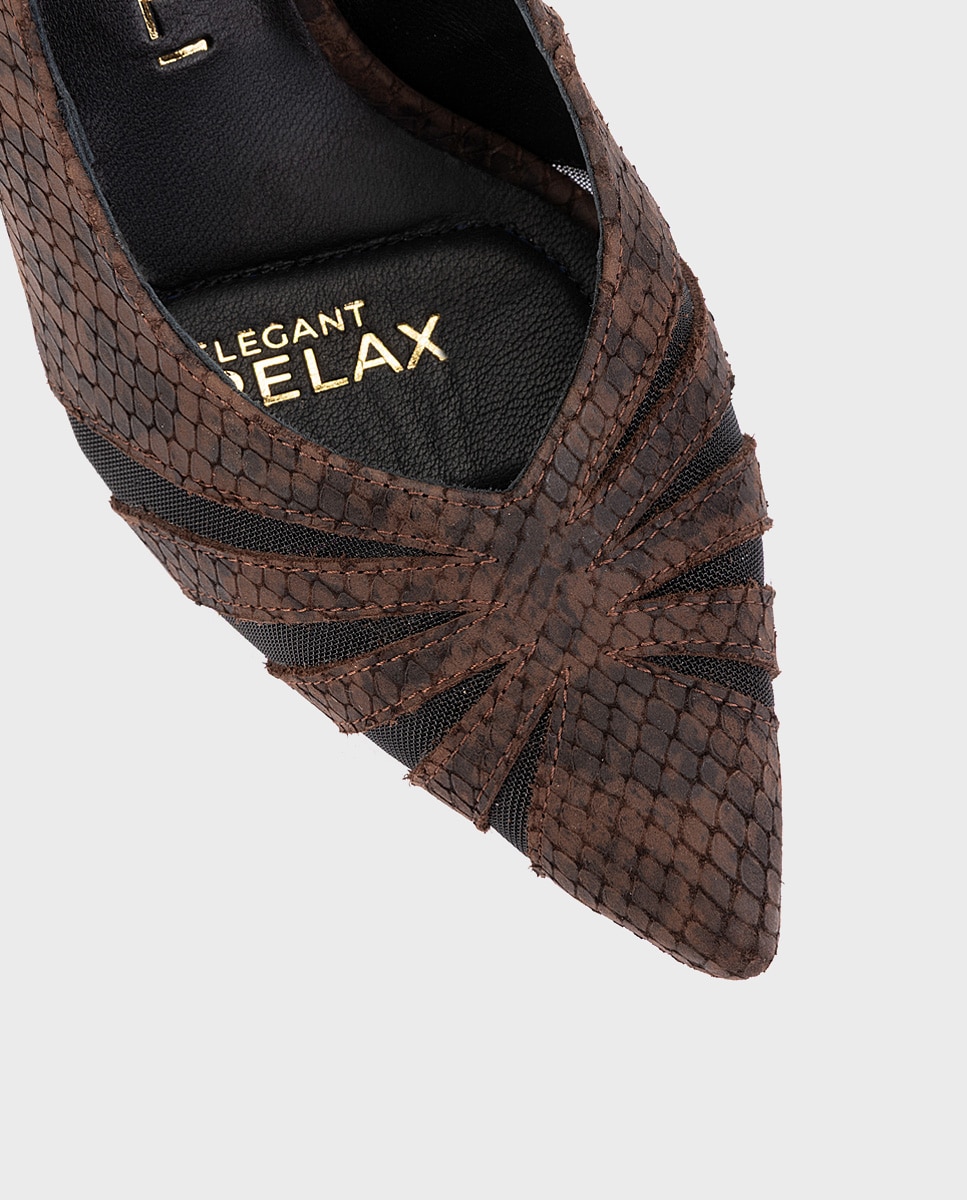 Imagen 4 de Zapatos de tacón de mujer de piel con plantilla acolchada en color - Martinelli - Marrón oscuro Marrón oscuro