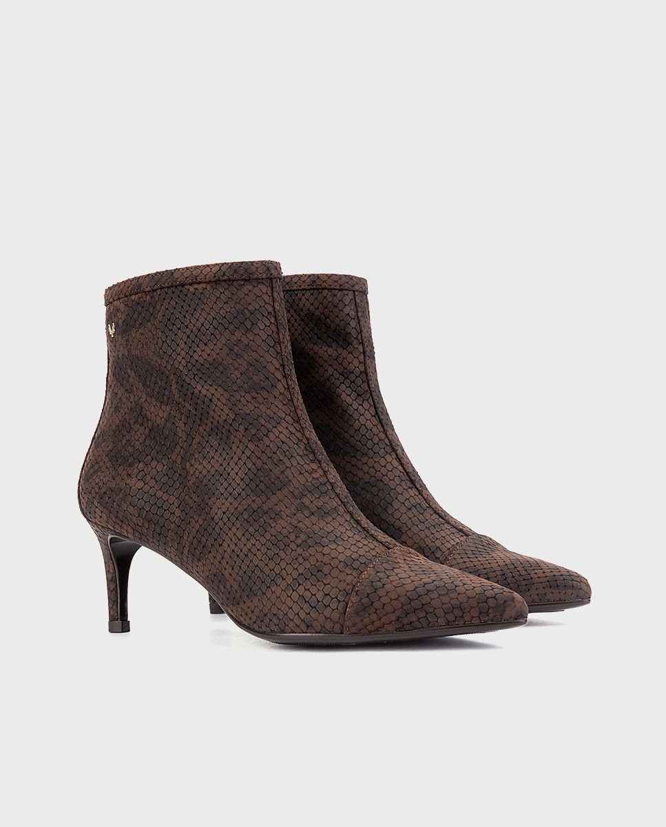 Botines de tacón de mujer de piel con cremallera en color - Martinelli - Marrón oscuro Marrón oscuro-3