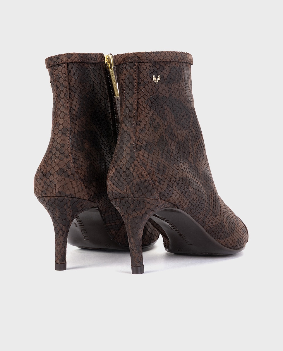 Botines de tacón de mujer de piel con cremallera en color - Martinelli - Marrón oscuro Marrón oscuro-2